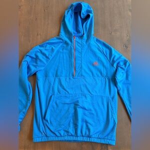 adidas Men’s Bright Blue Hooded Half-Zip Performance Pullover Jacket